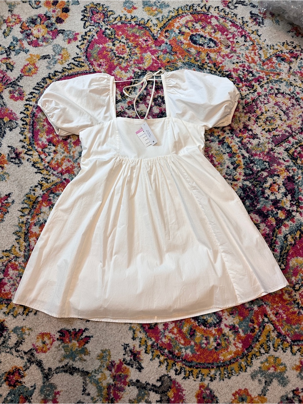 Draper James White Puff-Sleeve Mini Dress in Magnolia White